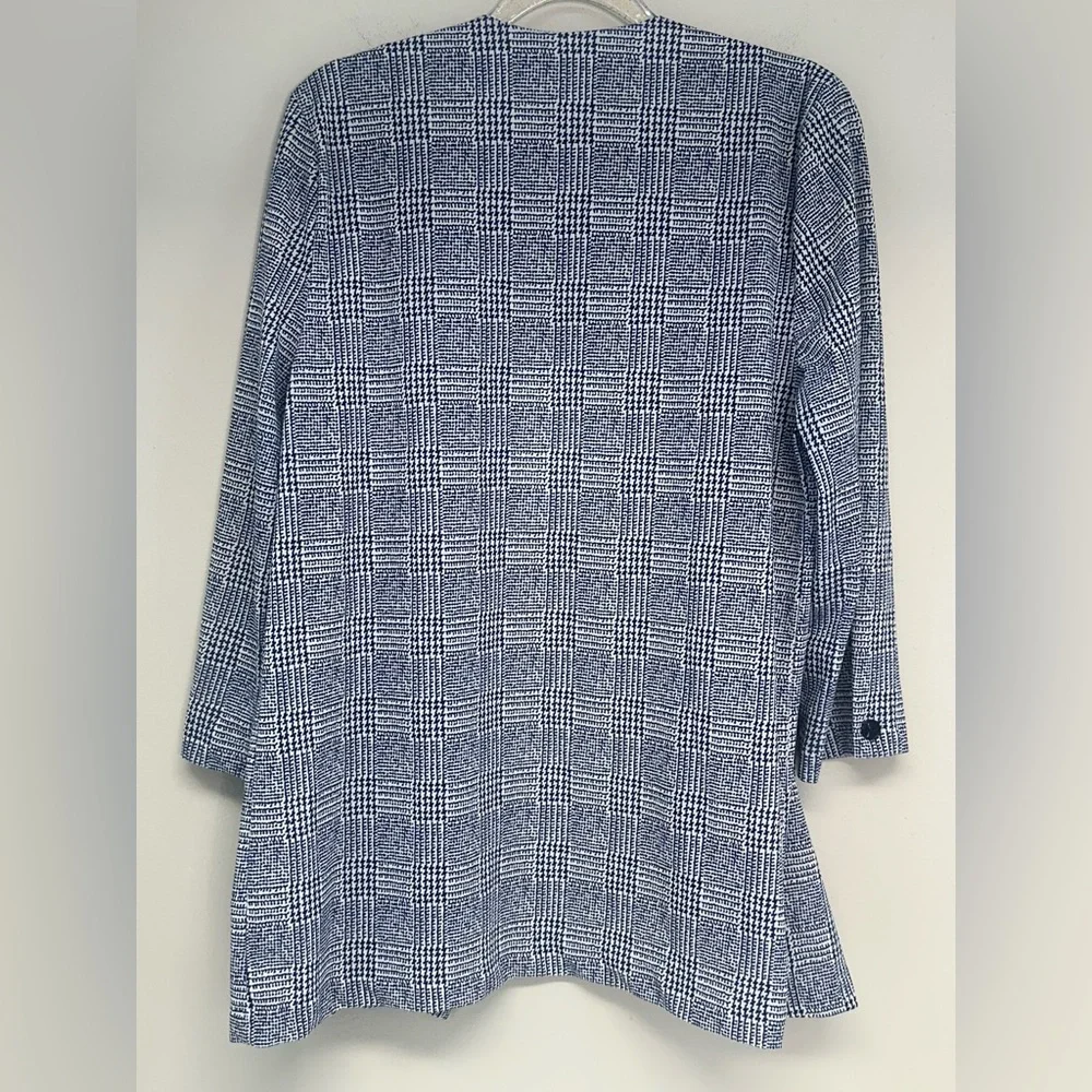 Whirlaway vintage lightweight blazer 3/4 sleeve blue and white houndstooth large - Picture 7 of 8